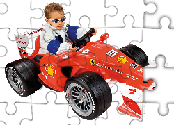 Dziecko, Okulary, Samochód, Zabawka, Ferrari