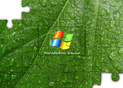 Windows, Vista, Liść, Krople, Wody