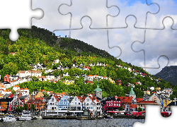 Panorama, Miasta, Bergen, Norwegia