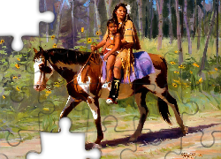 Obraz, Indianka, Koń