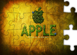 Apple, Logo, Napis, Trawa