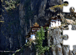 Świątynia, Paro Taktsang, Skały, Bhutan, Azja