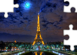Wieża Eiffla, Noc, Paryż