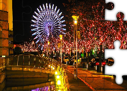 Tokio, Nocą, Drzewa, Dekoracje