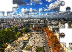 Wieża, Eiffla, Ulice, Ludzie, Panorama, Miasta, Paryż, Francja