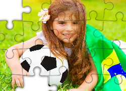 Dziewczynka, Piłka, Flaga, Brazylijska, Mistrzostwa, Świata, 2014