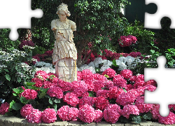 Ogród, Park, Hortensje, Posąg