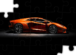 Pomarańczowe, Lamborghini Aventador, Lewa, Strona