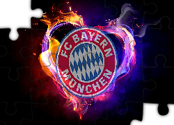 Bayern Monachium, piłka nożna, sport, płomień, serce