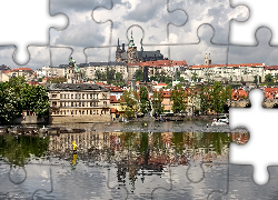 Czechy, Praga, Rzeka, Wełtawa, Most, Statek, Wycieczkowy, Panorama, Miasta