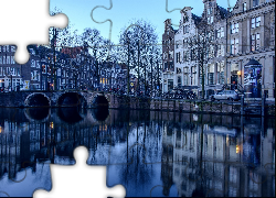 Amsterdam, Kamienice, Kanał, Most