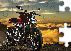 Motocykl, Ducati, Zachód, Słońca
