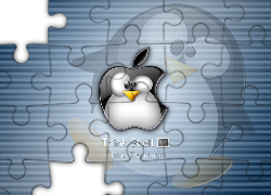pingwin, jabłko, grafika, Linux