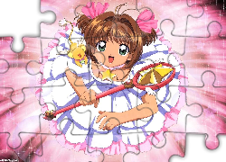 Cardcaptor Sakura, sukienka, dziewczyna, kij