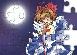 Cardcaptor Sakura, sen, dziewczya, kij, księżyc