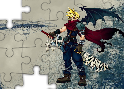 Kingdom Hearts, postać, mężczyzna, skrzydła, broń, miecz