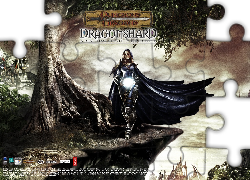 Dragonshard, postać, kobieta, peleryna, zamek, drzewo