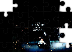 Phantom Of The Opera, scena, świece, czarne, tło