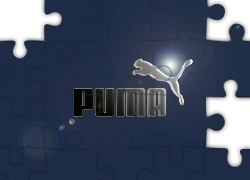 Nazwa, Puma, Logo, Niebieskie, Tło