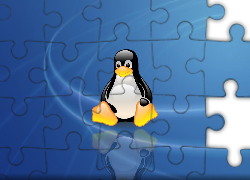 Linux, Niebieskie, Tło, Pingwin