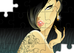 Kobieta, Kolczyk, Tatuaż, Grafika 2D
