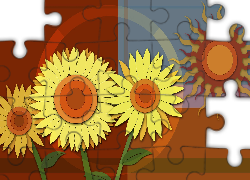 Kwiaty, Żółte, Słonko, Tekstura