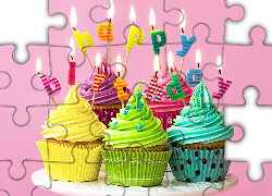 Urodziny, Babeczki, Świeczki, Życzenia, Happy Birthday