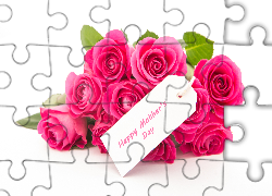 Róże, Bukiet, Napis, Happy Mothers Day, Dzień Matki