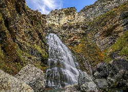 Skały, Kamienie, Wodospad, Cascada Cola de Caballo, Park Narodowy Ordesa y Monte Perdido, Hiszpania