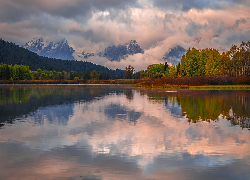Góry, Jezioro, Park Narodowy Grand Teton, Wyoming, Stany Zjednoczone