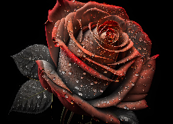 Roża, Kwiat, Krople, Grafika