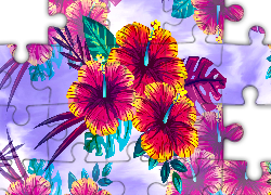 Kwiaty, Hibiskusy, Grafika 2D