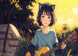 Dziewczyna, Gitara, Anime
