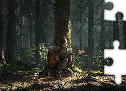 Gra, The Last of Us, Kobieta, Gitara, Drzewo, Las