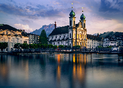 Szwajcaria, Lucerna, Domy, Kościół św Franciszka Ksawerego, Rzeka Reuss, Most