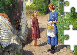 Matka, Córka, Kobieta, Dziewczynka, Malarstwo, Obraz, Hans Andersen Bradekilde