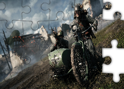 Gra, Battlefield 1, Motocykl, Ruiny, Żołnierze