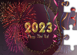 2023, Nowy Rok, Sylwester, Szczęśliwego Nowego Roku, Fajerwerki, 2D