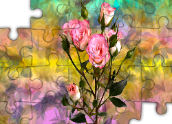 Kwiaty, Róże, Grafika, Kolorowe, Tło