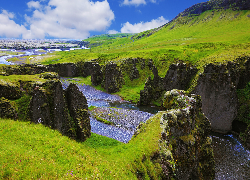 Islandia, Skały, Kanion Fjadrargljufur, Rzeka Fjadra