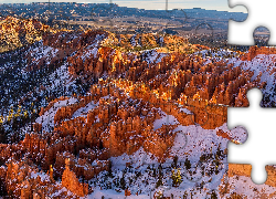 Góry, Skały, Śnieg, Park Narodowy Bryce Canyon, Utah, Stany zjednoczone