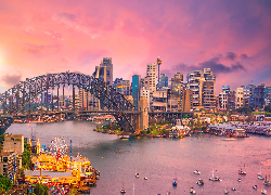 Australia, Sydney, Most, Sydney Harbour Bridge, Domy, Zatoka, Port Jackson