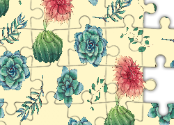 Kwiaty, Liście, Kaktusy, Tekstura