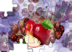 Owoce, Jabłka, Wiśnie, Grafika