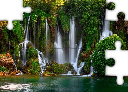 Wodospady Kravica, Rzeka, Skały, Roślinność, Bośnia i Hercegowina