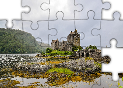 Szkocja, Zamek Eilean Donan, Jezioro Loch Duich, Kamienny, Most
