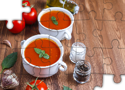 Zupa pomidorowa, Bulionówki, Pomidory, Czosnek, Sól, Pieprz