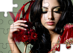 Kobieta, Suknia, Pióra