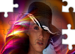 Kobieta, Kolorowy, Kapelusz