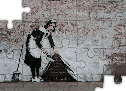 Sprzątająca, Pokojówka, Banksy, Mural, Street art